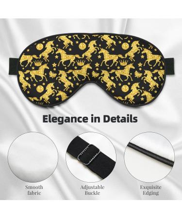 Gold Glitter Unicorn Sleep Mask | Adjustable Travel Eye Mask | Premium Sleeping Eye Covers - Buy Online on GoSupps.com
