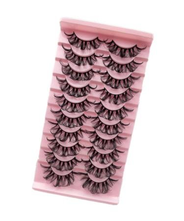 Josiezoey 10 Pairs D Curl 3D 15mm Russian Strip Lashes Faux Mink Wispy Fluffy Curly False Eyelashes - Natural Look Fake Eyelashes - Buy Online on GoSupps.com