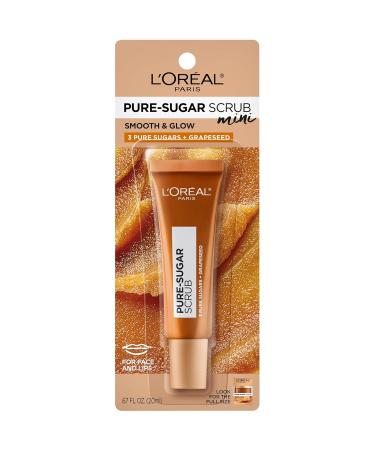 L'Oreal Paris Skincare Pure Sugar Lip Scrub - Smooth & Glow Grapeseed Formula | Travel Size 0.67 fl oz | Exfoliate Lips & Face - Buy Online on GoSupps.com