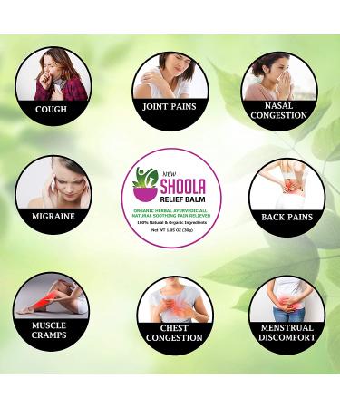 SHOOLA Pain Relief Balm - Maximum Strength Organic Rub for Headaches, Joint, Back & Muscle Pain, Nasal Sinus Infection, Menstrual Pain - 100% Essential Oil Salve - Buy Online on GoSupps.com