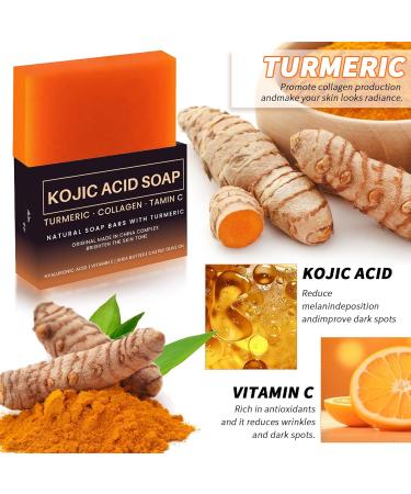 LINXINS Turmeric Soap Kojic Acid Soap Original for Tumeric Soap Acne Dark Spots Hyperpigmentation Smooth Skin - Restore Radiance Even Skin Tone - Moisture Hydrate Reduce Dryness - Buy Online on GoSupps.com