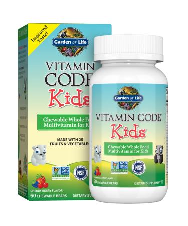 Garden of Life Vitamin Code Kids Chewable Whole Food Multivitamin for Kids Cherry Berry 60 Chewable Bears