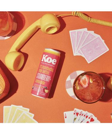 Organic Koe Kombucha Cans - Strawberry Lemonade | 12 oz Pack of 12 | Sparkling Probiotic Drink with Vitamin C - Buy Online on GoSupps.com