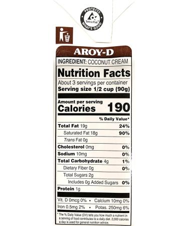 Aroy-D Pure Coconut Cream 8.5 fl oz (Pack of 6) - 100% Pure Coconut Cream for Cooking - 8.5 Fluid Ounce x 6 Pack - Buy Online on GoSupps.com