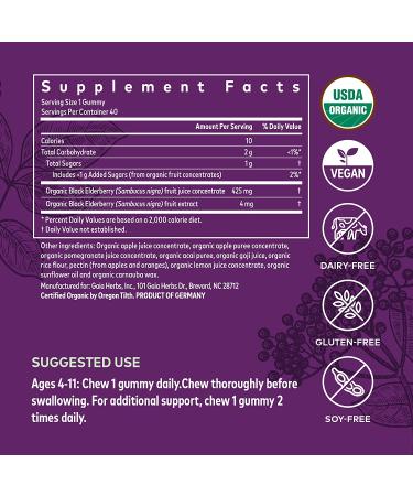 Gaia Herbs Kids Elderberry Immune Support Gummies - 40 Vegan Gummies - Buy Online on GoSupps.com
