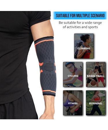 360 RELIEF Compression Elbow Brace Sleeve for Men and Women - Large Orange | Joint Pain Relief Support for Tennis, Golf, Weightlifting | Includes Mesh Laundry Bag | Orange - Buy Online on GoSupps.com