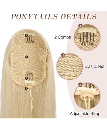 Long Straight Braid Ponytail Hair Extensions - Light Blonde Synthetic Drawstring Extensions for Women - 50 cm - Buy Online on GoSupps.com