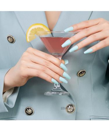 KISS Gel Fantasy Press-On Sculpted Gel Nails - Back It Up - Teal - Long - High Arch - Nail Kit with Pink Gel Glue, Manicure Stick, Mini Nail File - 28 Fake Nails - Buy Online on GoSupps.com