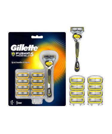 Gillette Fusion5 ProShield Razor for Men + 9 Refill Blades with 5 Anti-Friction Blades Razor + 9 Blades