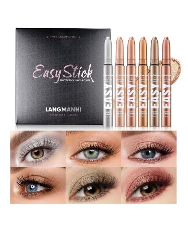 BestLand Cream Eyeshadow Sticks Set - Long-Lasting Waterproof Eye Makeup Natural & Shimmer Shades Brightener Contour Pen (Set B) - International Shipping Available - Buy Online on GoSupps.com