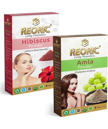 QURA URA Amla Powder and Hibiscus Powder for Hair | Amla Powder | Hibiscus Powder for Hair Growth | Rosa Sinensis | Gudhal Ka Powder for Face | Amla Powder for Hair