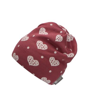 Sterntaler Baby girls beanie Baby slouch -banie heart hat - beanie baby children's beanie - lined with cotton fleece - blackberry 55 pink