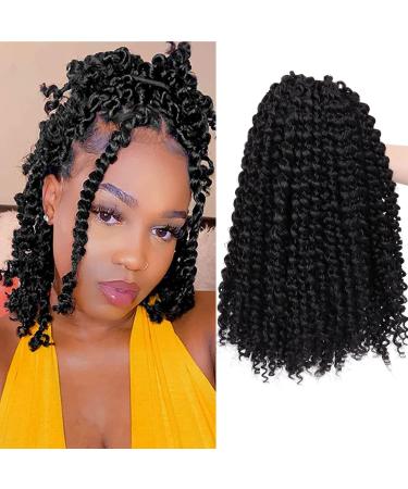 7 Packs Passion Twist Hair 12 Inch Water Wave Crochet Braiding Hair Bohemian Curl Passion Twist Synthetic Braids Bomb Spring Twist Braiding (22strands/pack 1B) 12 Inch (Pack of 7) 1B