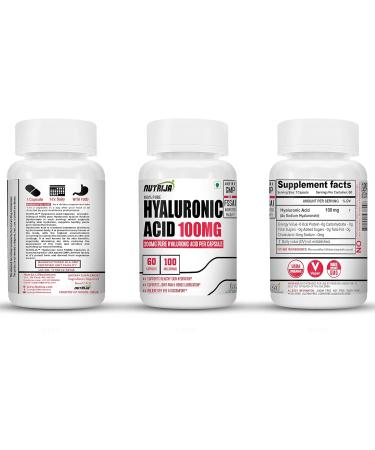 Nutrija Hyaluronic Acid 100mg - 60 Capsules - Buy Online on GoSupps.com