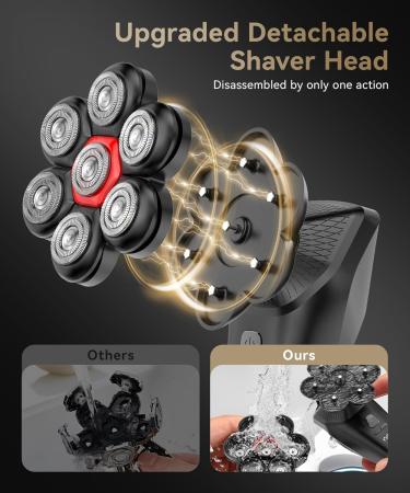 Head Shavers for Bald Men - 5-in-1 Magnetic Electric Razor Kit | 7D Waterproof Grooming with LED Display & USB-C Charge - Buy Online on GoSupps.com