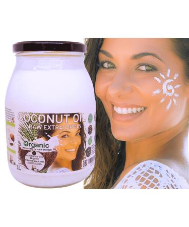Nativilis Organic Coconut Oil 1L (Cocos Nucifera) - Extra Virgin Raw Cold Pressed Pro Derma Moisturizer Skin Hair Vegan 100% Natural Ethically Sourced Copaiba Properties 1000ml Glass Jar (1L)