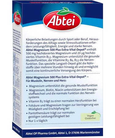 Abbey Magnesium 500 Plus - High-Dose Vegan B Vitamins for Muscles Nerves & Heart - 42 Laboratory Tested Tablets - Buy Online on GoSupps.com