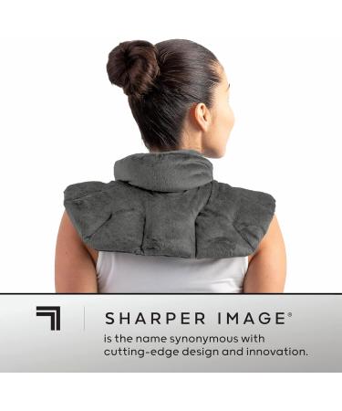 Sharper Image Heated Neck & Shoulder Wrap - Microwavable Plush Pad with Aromatherapy - Lavender Herb Spa Blend for Muscle Pain Relief - Gray - Buy Online on GoSupps.com