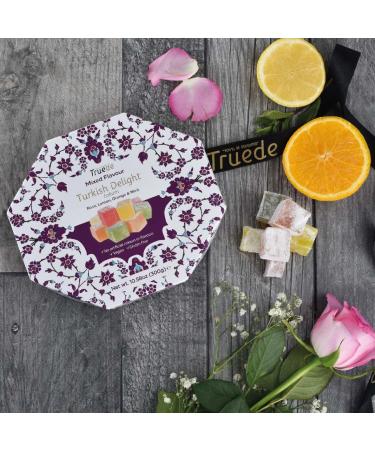 Truede Mixed Flavour Turkish Delight (300g) - Hand-Made Dusted Rose Lemon Orange and Mint Turkish Delight - Buy Online on GoSupps.com