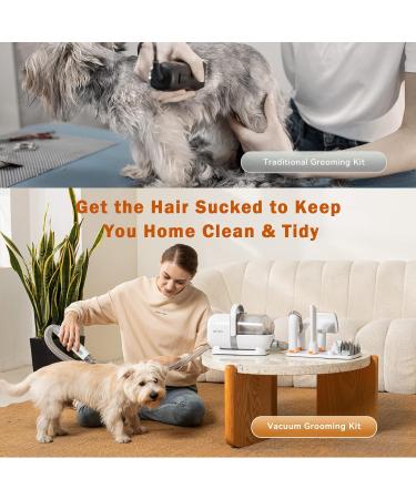 Afloia Dog Grooming Kit with Vacuum Clippers - Professional 7-Piece Pet Hair Shedding Tools - 1.5L Suction for Cat & Dog Grooming - Buy Online on GoSupps.com
