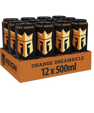 REIGN Total Body Fuel Orange Dreamsicle - zero sugar, 10 calories - Contains B Vitamins, BCAA Aminos, L-Arginine - Pack of 12 500ml - Buy Online on GoSupps.com