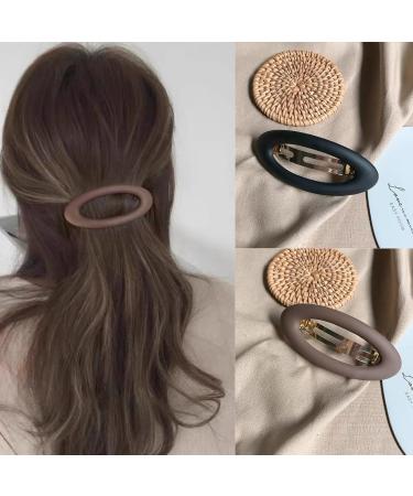 YPKIA 4-Piece Ellipse Hair Clips Set for Women & Girls - Classic Matte Automatic French Hair Accessories for Thin Hair - Buy Online on GoSupps.com
