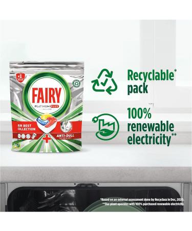 Fairy Platinum Plus Dishwasher Tablets - 42 Bulk Lemon Tablets with Anti-Dull Tech & Rinse Aid - Buy Online on GoSupps.com
