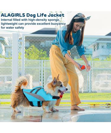 Alagirls Adjustable Dog Life Jacket - Ripstop Pet Life Vest for Small Medium Large Dogs with High Rescue Handle - Blue (Chest 42-54cm) - International Shipping - Buy Online on GoSupps.com