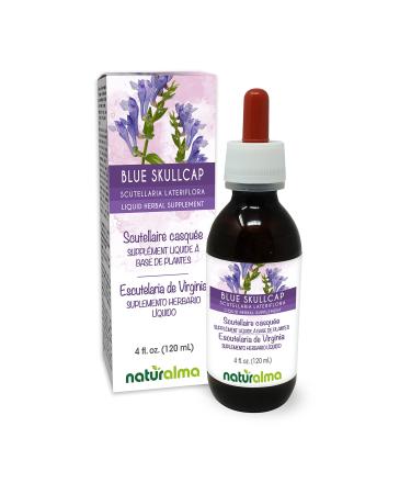 Naturalma Blue Skullcap or Virginian Skullcap (Scutellaria lateriflora) herb Alcohol-Free Tincture - 4 fl oz Liquid Extract in Drops - Herbal Supplement - Vegan Alcohol-free 4 Fl Oz (Pack of 1)