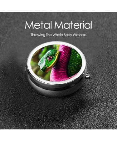Green Snake Print Mini Pill Box - Portable 3 Compartment Medicine Storage | International Shipping Available - Buy Online on GoSupps.com