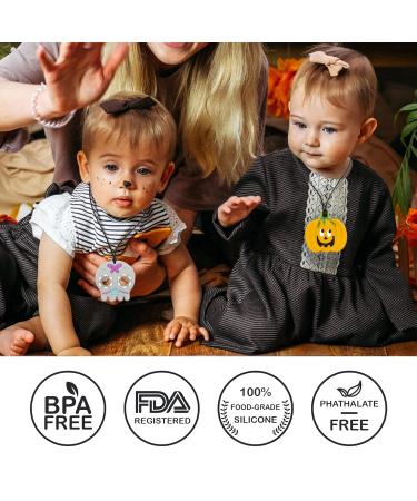 Sensory Chew Necklace for Kids 2 Pack Silicone Baby Teether Toys Santi & Me Teething Toys for Babies Halloween Toys Xmas Christmas Gift(Halloween teether) - Buy Online on GoSupps.com