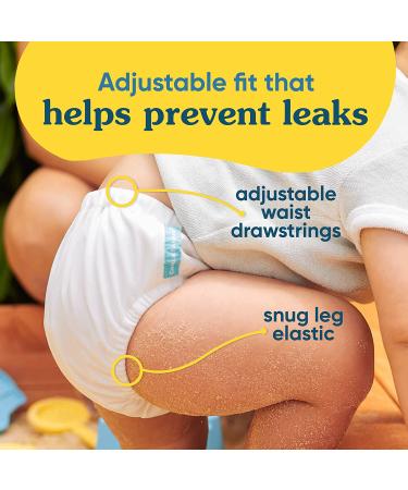Charlie Banana Reusable Swim Diaper - Adjustable Drawstring, Leak-Proof Fit - Pencil Stripes Blue - Large (20-27lbs) - Buy Online on GoSupps.com