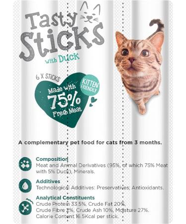 Webbox Tasty Sticks Cat Treats Duck - Kitten Friendly Wheat and Grain Free No Artificial Colours (25 x 6 Packs) - Buy Online on GoSupps.com