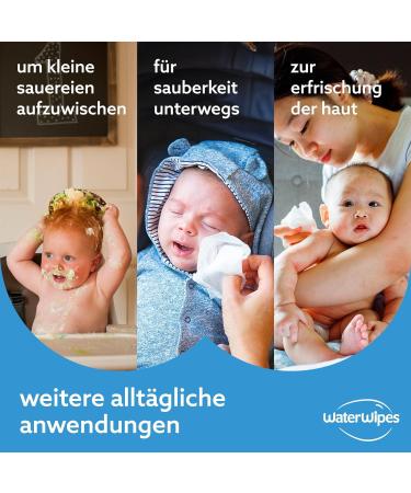 Waterwips Plastic-Free Cleaning Towels for Babies | 240 Pieces (4 Packs) | 99.9% Water-Based Gentle on Sensitive Skin - Buy Online on GoSupps.com