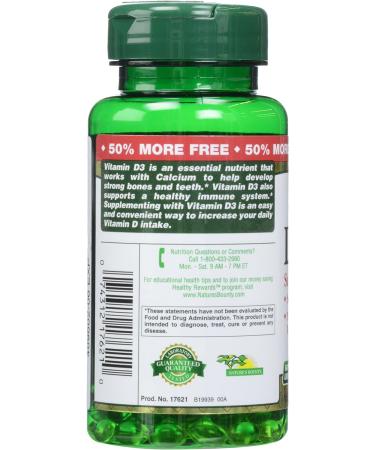 Nature's Bounty Vitamin D 2000 IU Softgels - 150 Count - Buy Online on GoSupps.com