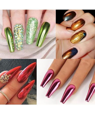 LEDSUUEI Upgrade Rose Gold Chrome Nail Powder Super Mirror Effect Metallic Nail Art Pigment Powder Set Shiny Nail Glitter Chrome Powder with Magic Mirror Effect for Nail Art Design Decoration B-Chrome - Buy Online on GoSupps.com