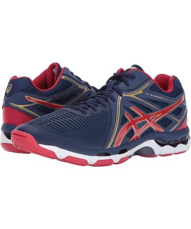 ASICS Men's Gel-Netburner Ballistic Mid Top Volleyball Shoes - Indigo Blue/Prime Red/Rich Gold - Size 6.5 - Buy Online on GoSupps.com