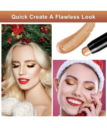 BTremary Glitter Eyeshadow Stick 3PCS - Brown Gold Smokey Eye Makeup Pencil Set - Buy Online on GoSupps.com