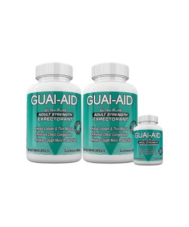 GUAI-AID 1024 600mg Ultra-Pure Guaifenesin Veg. Capsules (2 Bottles of 500 Capsules & 24 Size Travel Bottle)