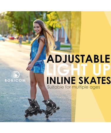 Adjustable Full Light Up Wheels Inline Skates for Kids & Adults - Black - Buy Online on GoSupps.com