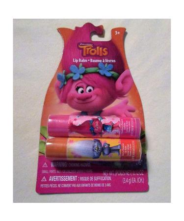 DreamWorks TROLLS Set of 2 LIP BALMS Berry & Strawberry Flavored 0.12 Oz Each
