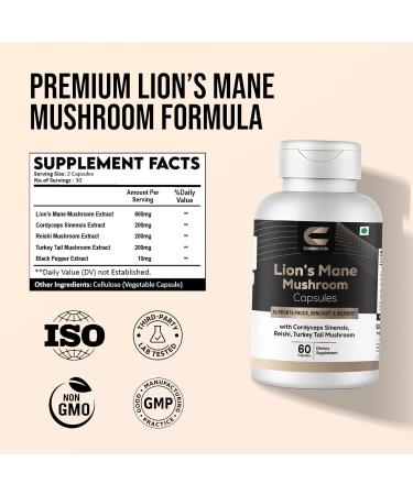CHARMSVEDA Lion s Mane Mushroom Capsules with Cordyceps Reishi & Turkey Tail Herbal & Immune Support Overall Wellness & Immune Support* 60 Vegan Capsules - Buy Online on GoSupps.com