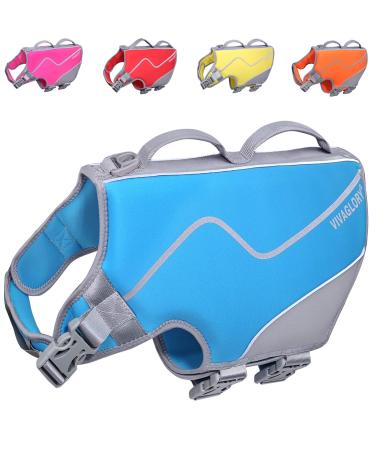 Vivaglory for dogs in a sporty style durable pet security vest comfortable neoprene rescue vests with Velcro fastener blue Large L: 64-76cm (chest circumference) blue