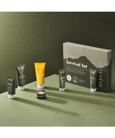 ManCave Men's Gift Set Gift Idea for Men 6 Natural Products Shower Gel Shampoo Cleanser Scrub and Face Moisturiser Natural Vegan Men's Gift Made in England - Buy Online on GoSupps.com