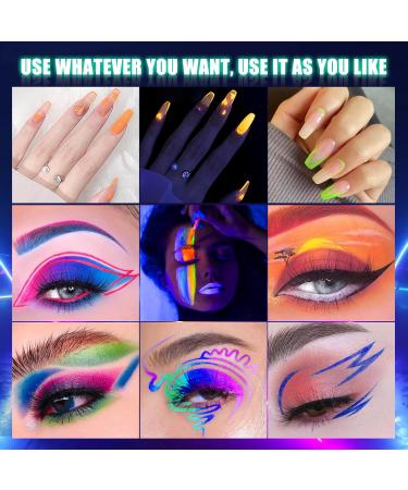 Neon Pigment Eyeshadow Powder - 6 UV Glow Colors for Bold Makeup | FindinBeauty Christmas Face & Body Art - Buy Online on GoSupps.com