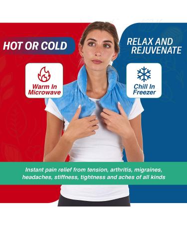 Weighted Microwavable Heating Pad for Neck and Shoulders - Hot/Cold Wrap for Deep Pressure Relief & Herbal Aromatherapy - Comfort Fit Design - 3lbs Light Blue - Buy Online on GoSupps.com
