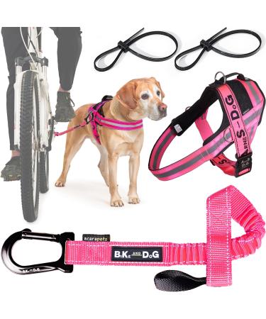 Bike and Dog - dog leash and dogs for the bike dishes with 3 rings 2 of which side including 2 special bicycle bridles.Patented.Dog leash and dog harness l pink