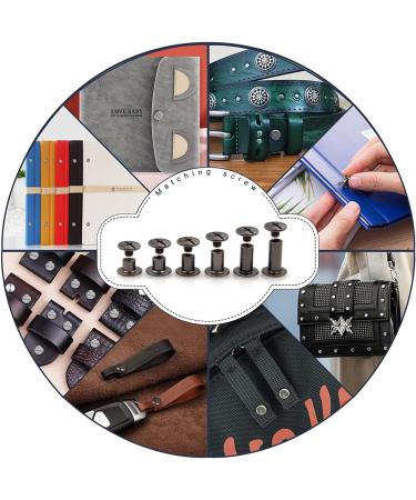 90 Sets Black Chicago Screw Leather Assorted Kit - 6 Sizes for DIY Leather Craft and Bookbinding | M5 X 4 5 6 8 10 12 | Gun Black Rivets - Buy Online on GoSupps.com