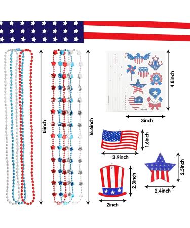 28 PCS 4th of July Accessories Party Favors: Patriotic Star Bead Necklaces and Temporary Tattoos - Independence Day Supplies for Kids and Adults - Buy Online on GoSupps.com