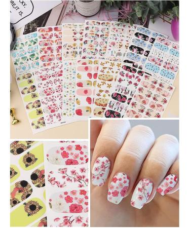 Kalolary Flower Nail Polish Stickers - 14 Sheets, Colorful Floral Design, Self-Adhesive Decals for Manicure - Includes Nail File - Buy Online on GoSupps.com